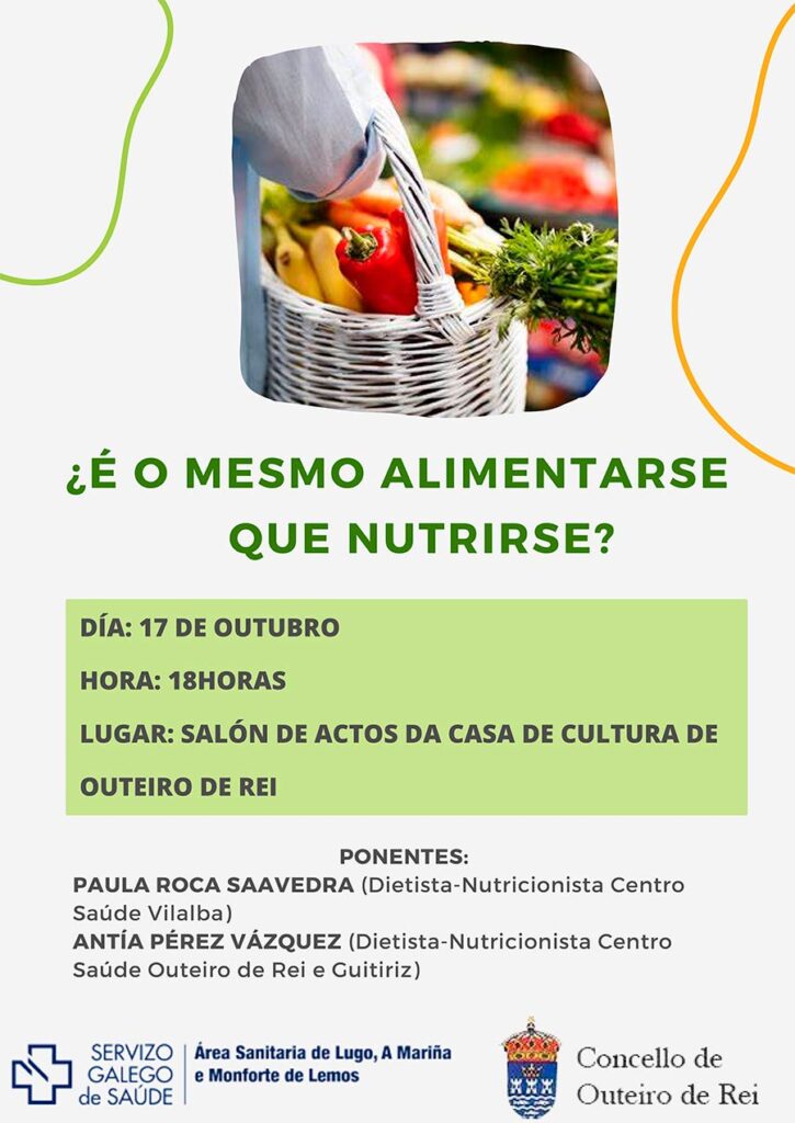 Cartel: charla nutricional 17 de outubro