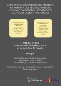 Acto en memoria dos veciños deportados a campos de concentración