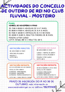 Actividades do Concello de Outeiro de Rei no Club Fluvial de Mosteiro